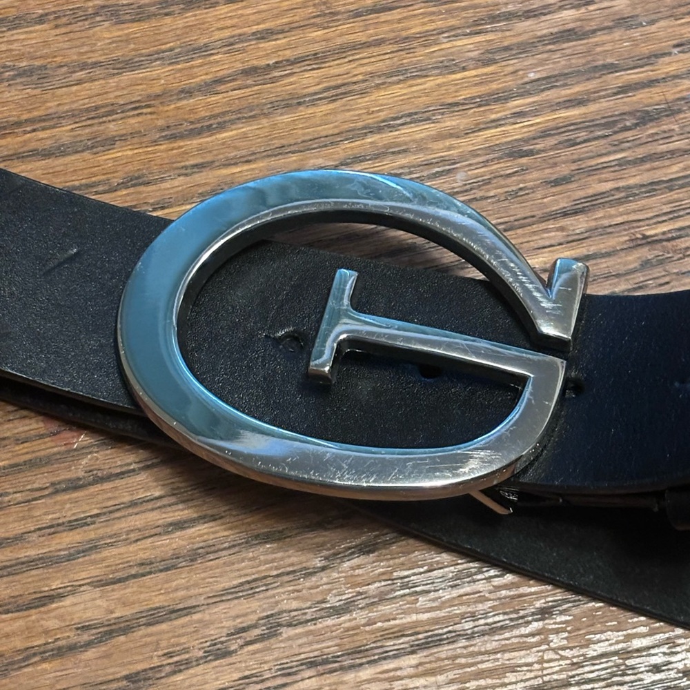 Silver G black Guess Belt
